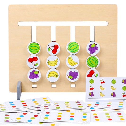 Double-Sided Color Match Game — Montessori Wooden Fruit & Color Pairing Board