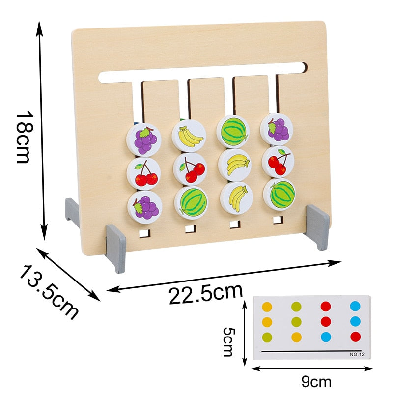 Double-Sided Color Match Game — Montessori Wooden Fruit & Color Pairing Board