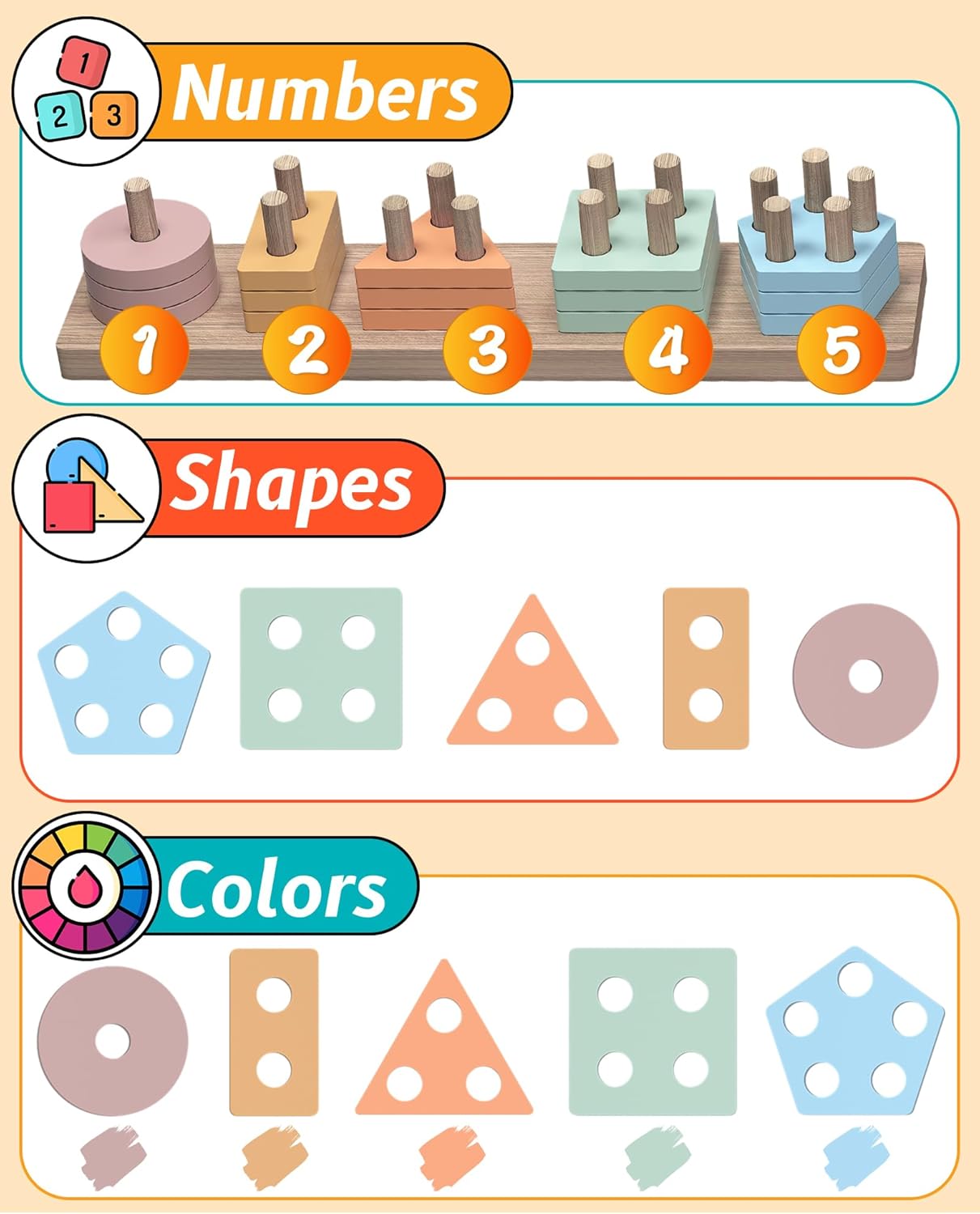 The Bright Cub’s Montessori Shape Sorting Toy for Toddlers