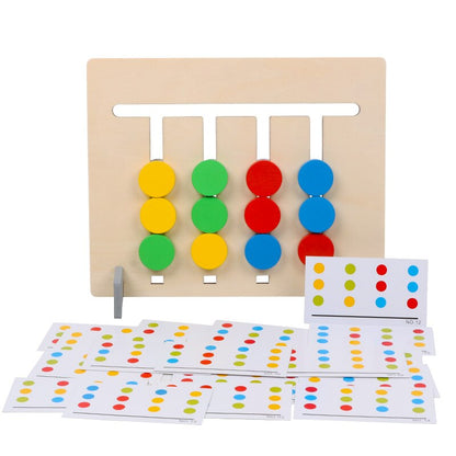 Double-Sided Color Match Game — Montessori Wooden Fruit & Color Pairing Board