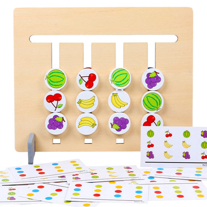 Double-Sided Color Match Game — Montessori Wooden Fruit & Color Pairing Board