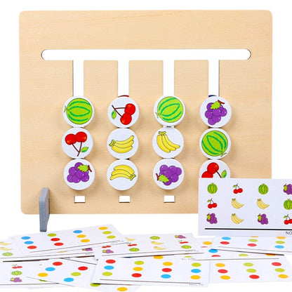 Double-Sided Color Match Game — Montessori Wooden Fruit & Color Pairing Board