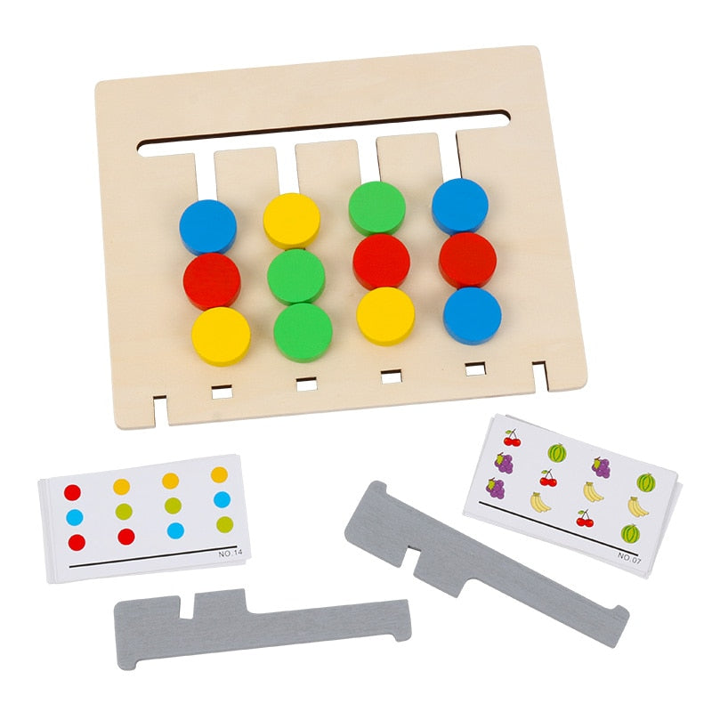 Double-Sided Color Match Game — Montessori Wooden Fruit & Color Pairing Board