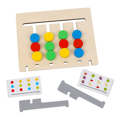 Double-Sided Color Match Game — Montessori Wooden Fruit & Color Pairing Board