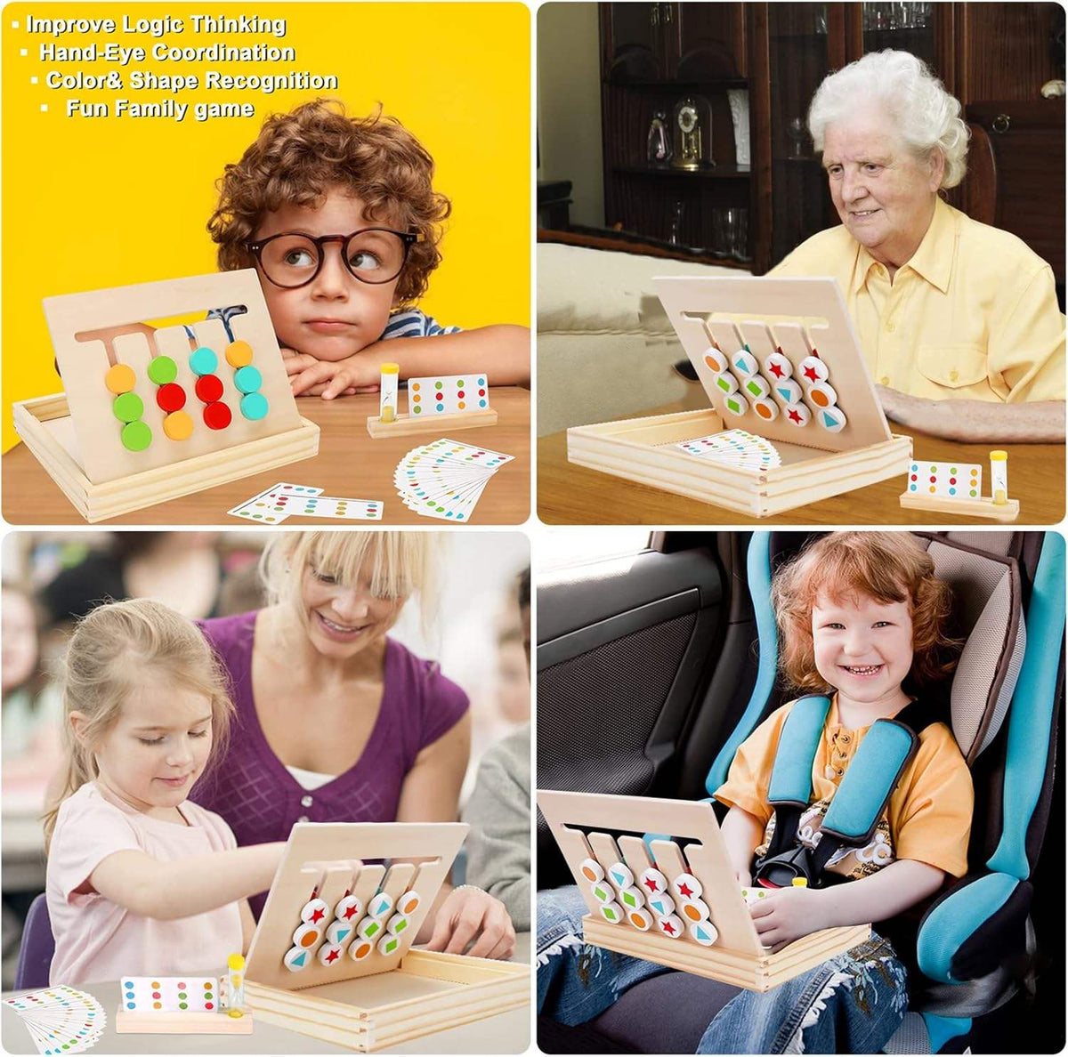 Double-Sided Color Match Game — Montessori Wooden Fruit & Color Pairing Board