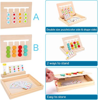 Double-Sided Color Match Game — Montessori Wooden Fruit & Color Pairing Board