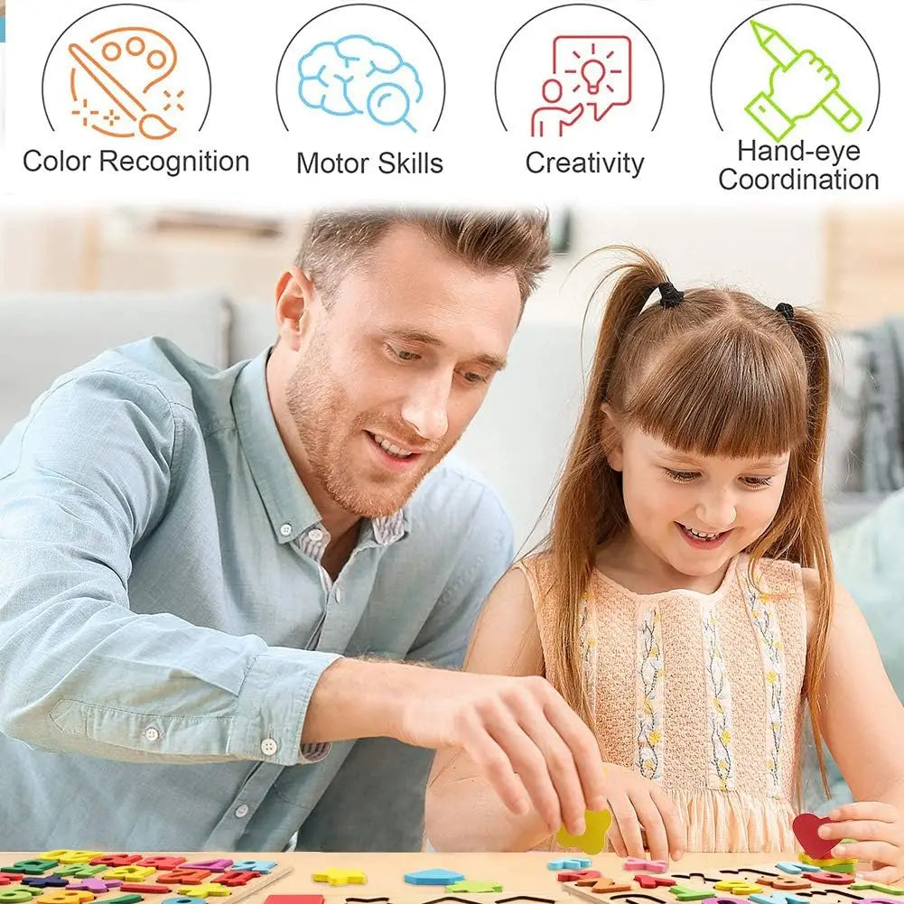 The Bright Cub Wooden Learning Puzzles — Letters, Numbers, Shapes & Animals